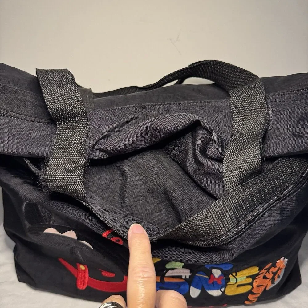 Vintage 1990's Disney World Large Tote Black  Fun Colorful Character Lettering